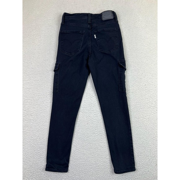 Levis 721 High Rise Skinny Ankle Jeans Womens 27 Black Cargo Stretch Denim Pants - Picture 2 of 16
